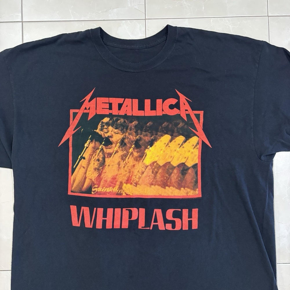 Vintage Metallica Whiplash T Shirt Band Tee Black Men's 2XL Y2K Grunge Skate